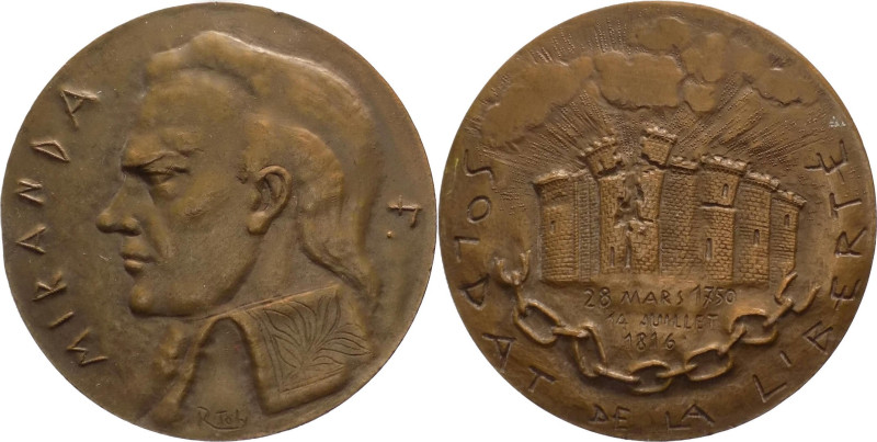 Francia - medaglia dedicata a Sebastián Francisco de Miranda y Rodríguez Espinoz...