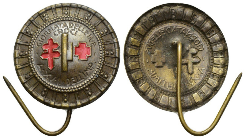 Distintivo Croce Rossa - Anno XV° - II° dell'Impero - Giornata delle Due Croci -...