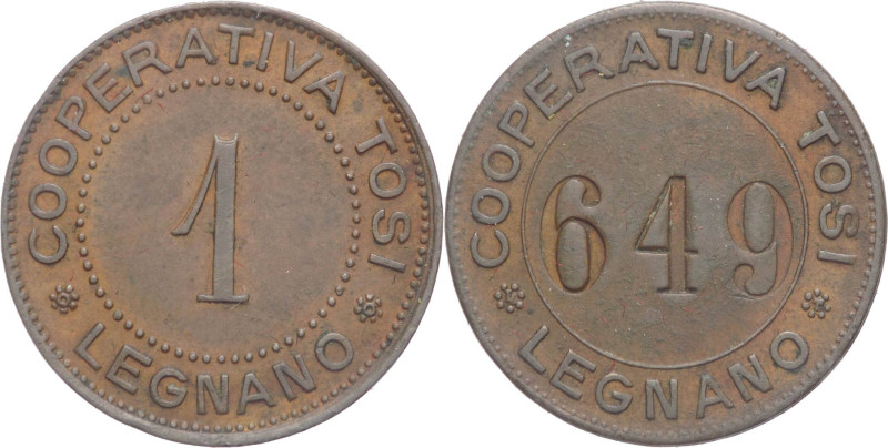 Italia - gettone da 1 centesimo della Cooperativa Tosi di Legnano - 2,60 g - Cu...