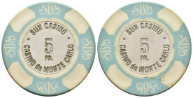 Monaco - Monte Carlo - Fiche del Sun Casinò da 5 franchi

SPEDIZIONE IN TUTTO IL MONDO - WORLDWIDE SHIPPING