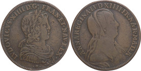 Francia - Luigi XIV (1643-1715) - gettone 1643-1665 circa; D/ .LVDOVICVS. XIIII. D. G. FRAN. ET. NAV. REX., busto corazzato a destra; R/ ANNA . REGINA...