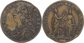 Francia - Luigi XV (1715-1774) gettone post 1719 - D/LVD·XV·D·G·FR·ET·NAV·REX. - busto laureato in abiti militari classicheggianti a sinistra - R/ PAC...