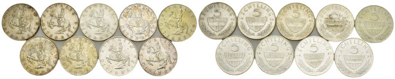 Austria - lotto di 10 monete da 5 Scellini - Ag. 640 - anni vari

MB/BB

SPE...
