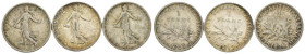 Francia - lotto di 3 monete da 1 Franco - Ag. 835 - KM# 844

BB/SPL

SPEDIZIONE SOLO IN ITALIA - SHIPPING ONLY IN ITALY