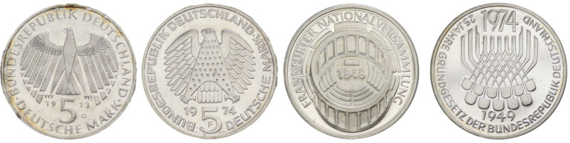 Germania - Repubblica federale (dal 1948) - lotto di 2 monete da 5 franchi 1973-...