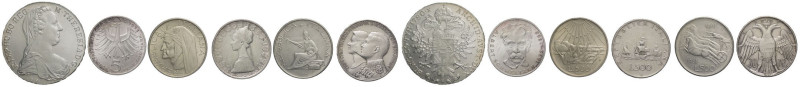 Lotto misto di 6 monete mondiali - Ag. - Anni e nominali vari (Caravelle 1959)
...