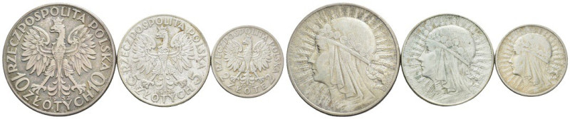 Polonia - Repubblica (1918-1939) - lotto di 3 monete di taglio e anni vari - Ag ...