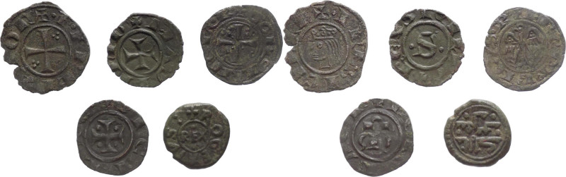 Regno di Sicilia - lotto di 5 monete di taglio e anni vari (XII-XIII secolo) - C...