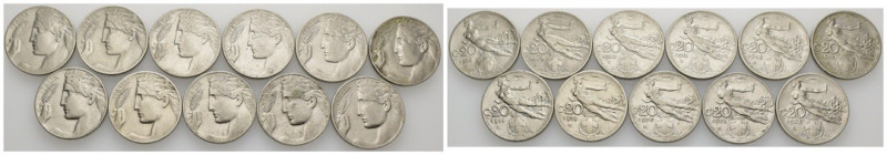 Vittorio Emanuele III (1900-1943) - Lotto di 11 monete da 20 centesimi "Libertà ...