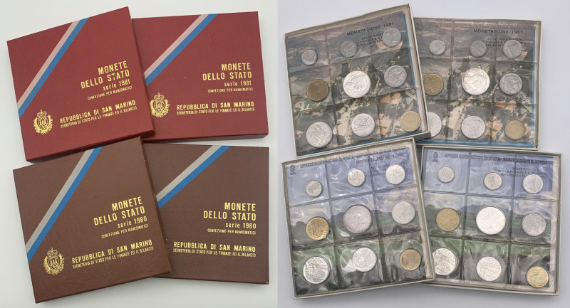 San Marino - Nuova Monetazione (dal 1972) Lotto n.4 Divisionali 1980x2-1981x2 co...