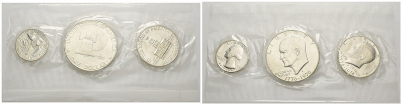 Stati Uniti d'America (1776-oggi) - lotto di 3 monete 1976 - in blister, senza c...