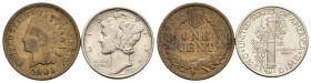 Stati Uniti d'America (1776-oggi) - lotto di 2 monete da 1 Centesimo e 1 Dime - anni e metalli vari

MB/BB+

SPEDIZIONE SOLO IN ITALIA - SHIPPING ...