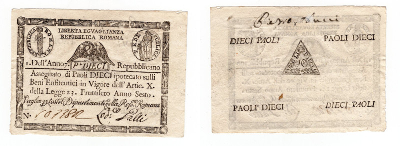 Repubblica Romana - 10 Paoli 1798 - P# S540b

SPL+

SPEDIZIONE SOLO IN ITALI...