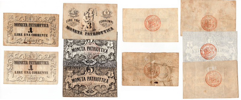 Lotto di 5 banconote 1848 - Moneta Patriottica - nominali vari

med. BB+

SP...