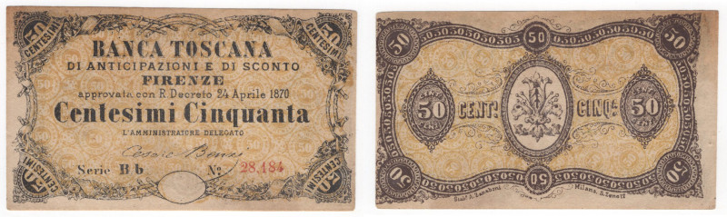 Banca Toscana di Anticipazione e Sconto Firenze - 50 centesimi emissione del 24/...