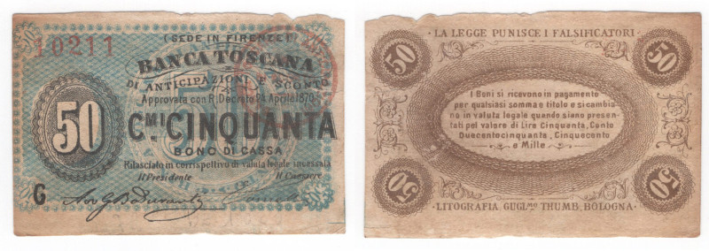 Banca Toscana di Anticipazione e Sconto Firenze - 50 centesimi emissione del 24/...