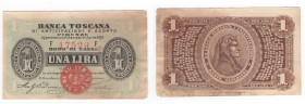 Regno d'Italia - Vittorio Emanuele II (1861-1878) - Banca Toscana di Anticipazioni e Sconto - buono di cassa da 1 lira - Decreto 24-04-1870 - N° serie...