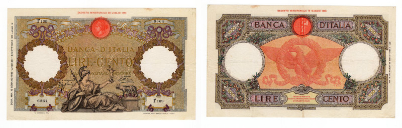 Regno d'Italia - 100 Lire - decreto 12/01/35 - Azzolini-Cima - Capranesi, Aquila...