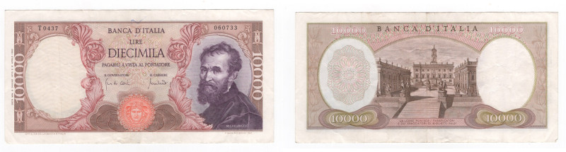 Repubblica Italiana - 10.000 lire Michelangelo Buonarroti - decr. 8/6/1970 - N° ...
