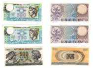 Repubblica Italiana - lotto di 3 banconote - 500 Lire Mercurio BS 26 A 2/14/74 - 500 Lire Mercurio BS 26 A 2/14/74 - 500 Lire Aretusa BS 25 A 3/20/66...