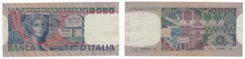 Repubblica Italiana - 50.000 Lire 20/06/77 - volto femminile - Crapanzano# 599
...
