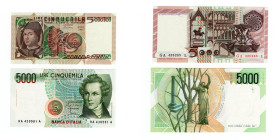Repubblica Italiana - lotto di 2 banconote da 5.000 Lire - Antonello Da Messina BI 68 C 03/11/82 - Vincenzo Bernini - Crapanzano# 540 31/01/85

SUP-...