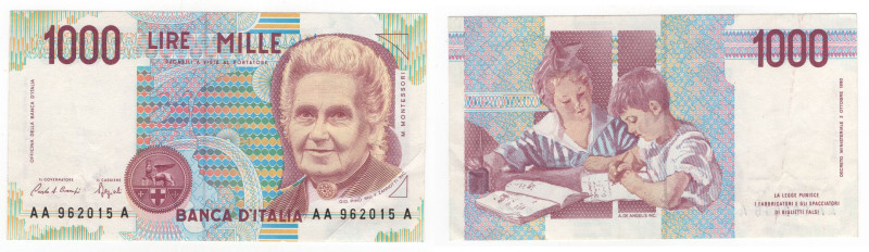 Repubblica Italiana - 1.000 lire "Maria Montessori" - Decreto 02/10/1990 - Serie...