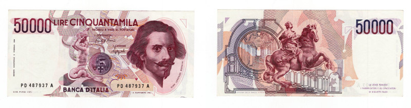 Repubblica Italiana - 50.000 Lire 25/01/90 - Bernini I° tipo - Crapanzano# 607
...
