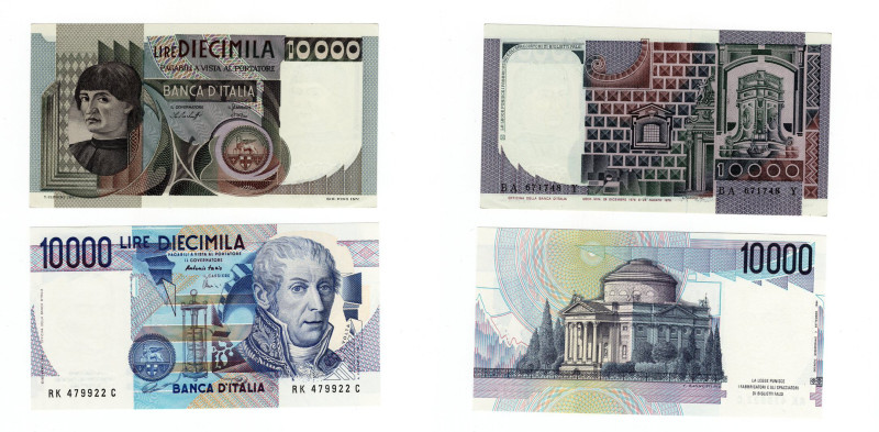 Repubblica Italiana - lotto di 2 banconote - 10.000 Lire Alessandro Volta BI 76 ...