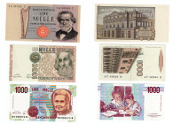 Repubblica Italiana - lotto di 3 banconote - 1.000 Lire Maria Montessori BI 58 G 1998 - 1.000 Lire Marco Polo BI 57 F 1988 - 1.000 Lire Giuseppe Verdi...
