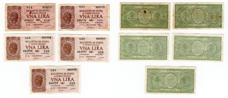 Regno d'Italia - lotto di 5 Biglietti di Stato da 1 Lira - N°5

MB/BB

SPEDI...