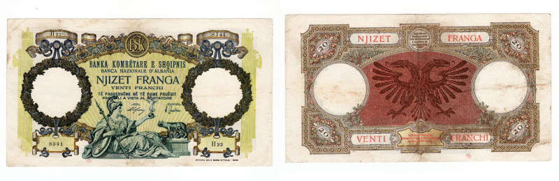 Albania - 20 Franga 1939 - Occupazione Italiana (1939 - 1943) - P# 7

BB+

S...