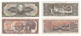 Brasile - Repubblica degli Stati Uniti del Brasile (1889-1967) Lotto n.2 Banconote - 5 Cruzeiros emissione del 1961-1962 - 5 Cruzeiros “Barão do Rio B...