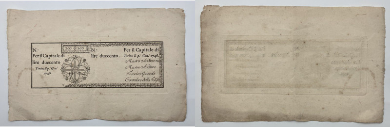 Torino - Titolo Lire 200 - 01/01/1746 - Cm. 34X21

BB

SPEDIZIONE IN TUTTO I...