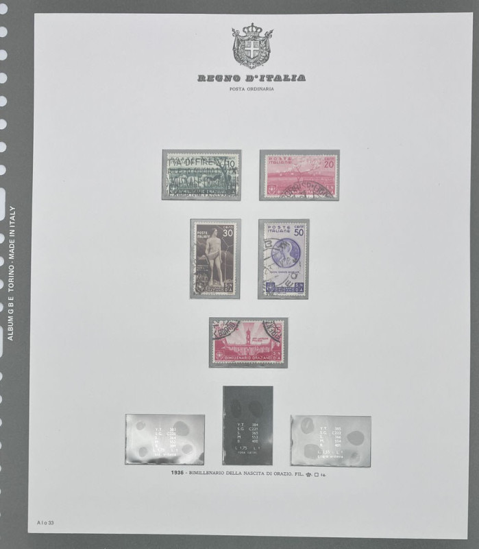 Raccolta di francobolli Regno d'Italia - Foglio GBE Torino n. A I o 33 - incompl...