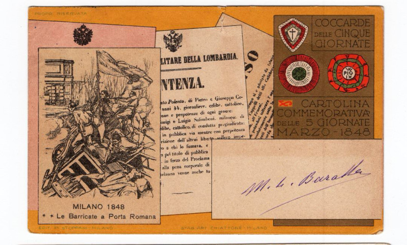 Cartolina viaggiata a ricordo delle cinque giornate di Milano

SPEDIZIONE IN T...