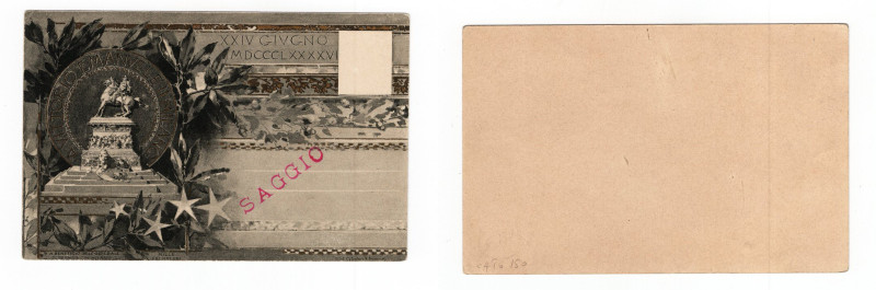 Cartolina celebrativa monumento di Vittorio Emanuele II - 24 Giugno 1896 - Saggi...
