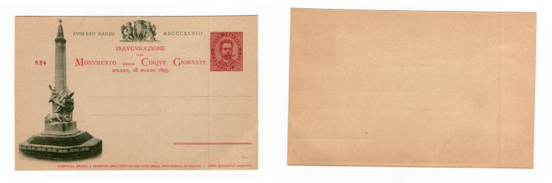 Cartolina celebrativa dell'inaugurazione del monumento delle cinque giornate di ...