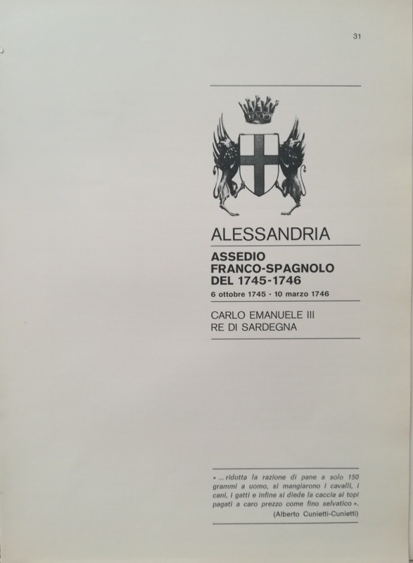 TRAINA M. – Gli assedi e le loro monete. –. Alessandria: Assedio Franco-Spagnolo...