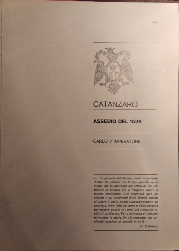 TRAINA M. – Gli assedi e le loro monete. –. Catanzaro: Assedio del 1528.Bologna,...