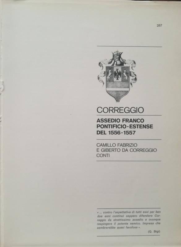 TRAINA M. – Gli assedi e le loro monete. –. Correggio: Assedio Franco-Pontificio...
