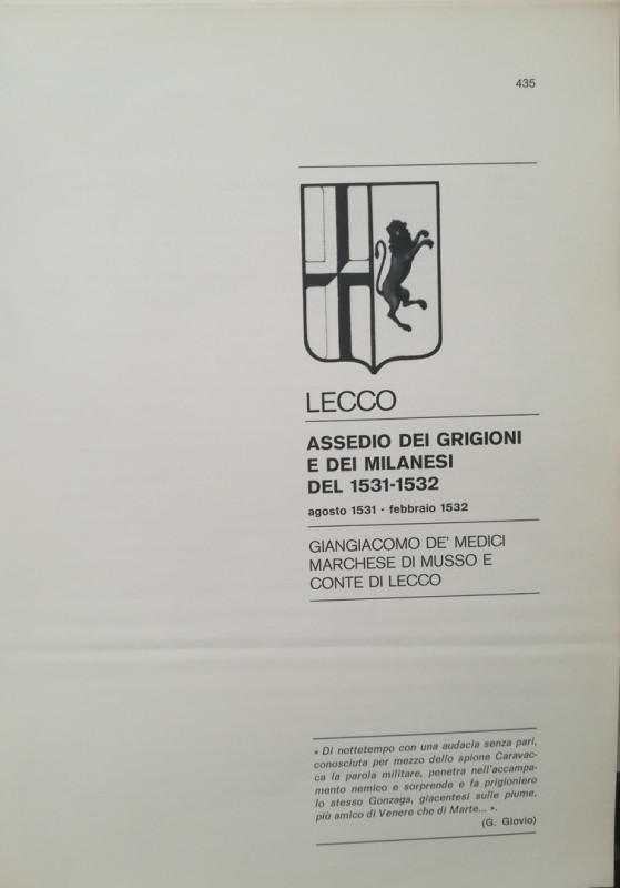 TRAINA M. – Gli assedi e le loro monete. –. Lecco: Assedio dei Grigioni e dei Mi...