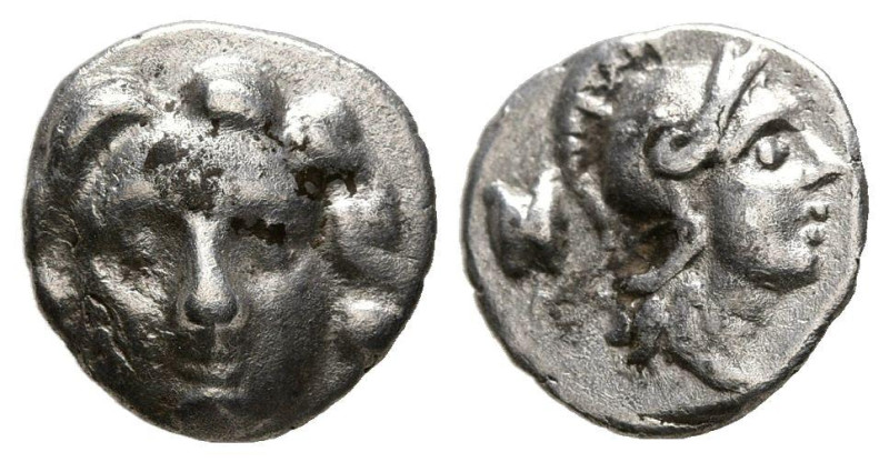 PISIDIA, Selge. Obolo. (Ar. 0,90g/10mm). 350-300 a.C. (SNG BN 1933). Anv: Cabeza...