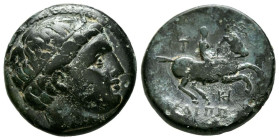 REYES DE MACEDONIA, Filipo III Arrhidaios. Ae18. (Ae. 4,97g/18mm). 323-317 a.C. Miletos. (SNG München 981). Anv: Cabeza laureada de Apolo a derecha. R...