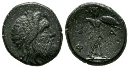 REINO DE MACEDONIA, Filipo V. Ae18. (Ae. 5,29g/18mm). 221-179 a.C. (SNG Copenhagen 1245 var). Anv: Cabeza laureada de Zeus a derecha. Rev: Atenas esta...