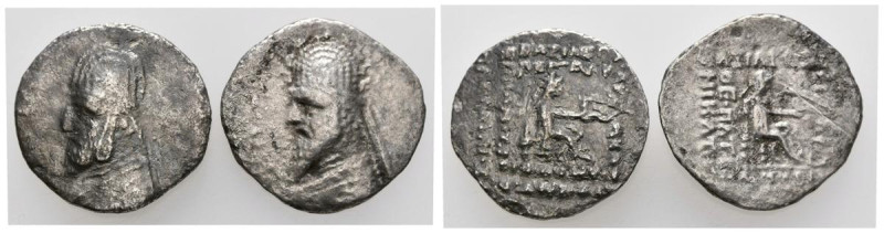 REYES DE PARTIA. Conjunto de dos Dracmas de Mithradates II. A EXAMINAR.