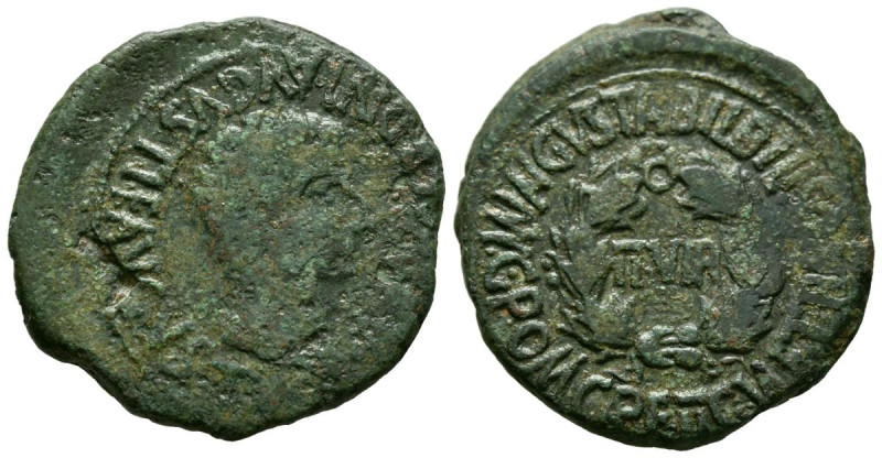 BILBILIS (Calatayud, Zaragoza). As. (Ae. 11,80g/28mm). 14-36 d.C. (FAB-283). Anv...