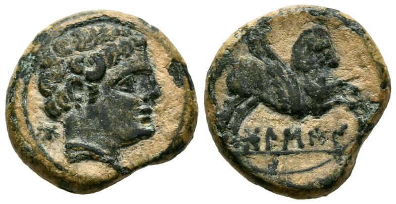 BOLSCAN (Huesca, Aragón). Semis. (Ae. 6,09g/19mm). 180-20 a.C. (FAB-1921). Anv: ...