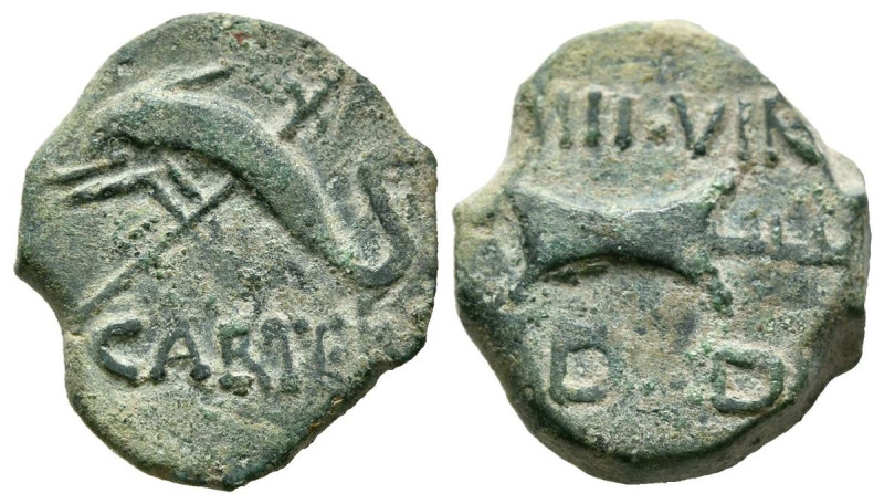 CARTEIA (San Roque, Cádiz). Semis. (Ae. 4,10g/16mm). 27 a.C.-14 d.C. (FAB-683). ...
