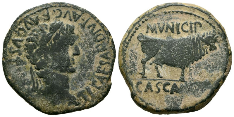 CASCANTUM (Cascante, Navarra). As. (Ae. 9,93g/29mm). 14-36 d.C. (FAB-691). Anv: ...